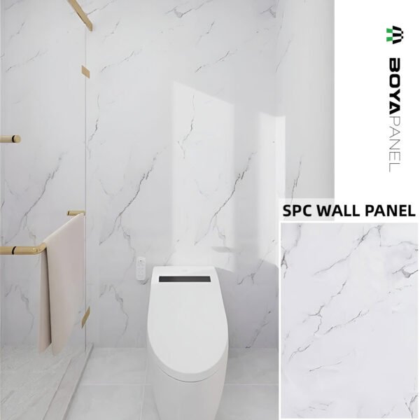 Waterproof White Marble Texture SPC Wall Panels