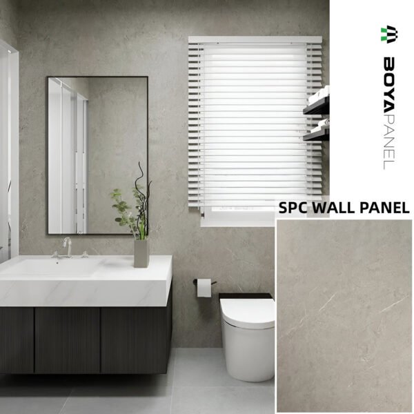 Light Grey Matte Marble SPC Wall Panels for Bathrooms