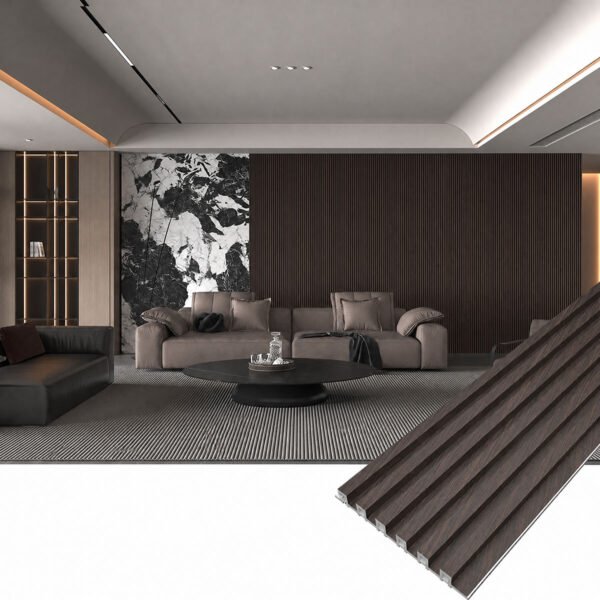 Modern living room with eco-friendly WPC wall panels