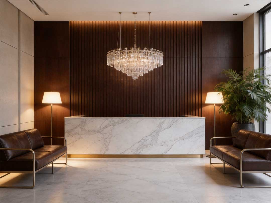 WPC Wood Plastic Composite Wall Panels for Hotel Reception Areas