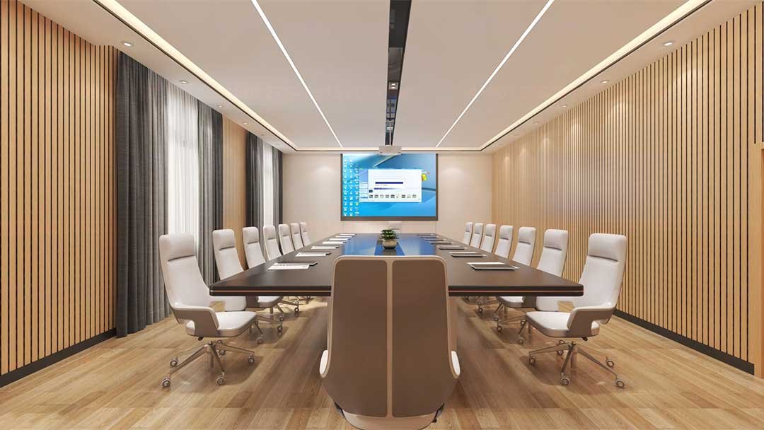WPC wall panels applied to office and conference room decoration