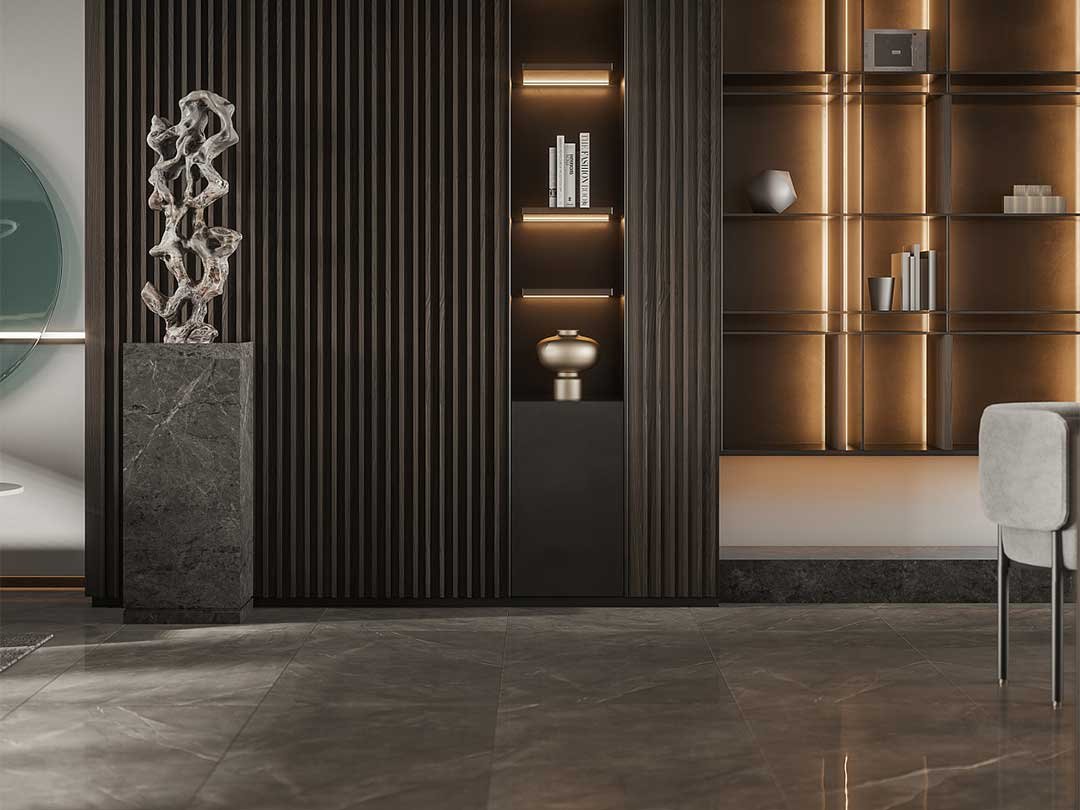Eco-friendly WPC wall panels creating a modern living room space