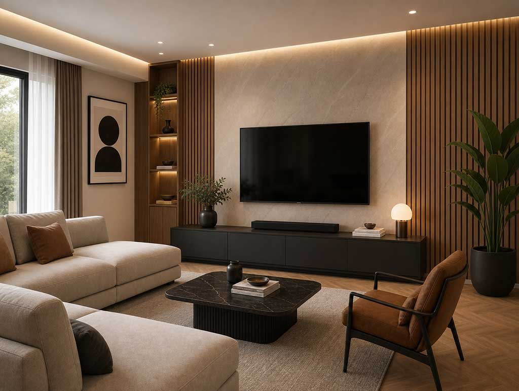 WPC Wall Panel Applications in Living Room Interior Design