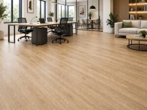 Renderings of stone-plastic composite flooring applications Translation