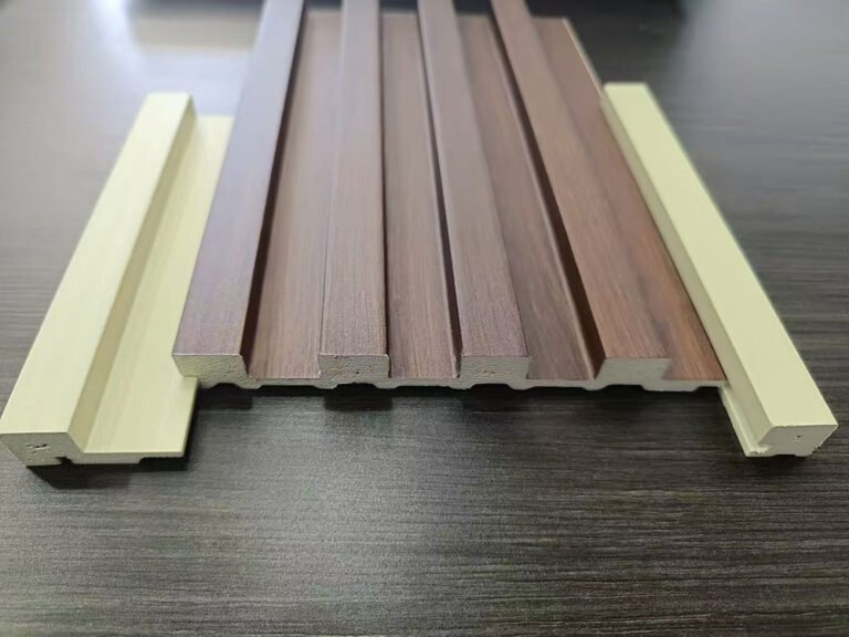 Walnut Wood-Grain WPC Slat Wall Panels and Matching Trims in Stock