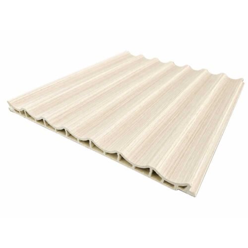 Seven-Ribbed WPC Wall Panels in a Cafe Interior Seven-Ribbed WPC Wall Panels in a Cafe Interior