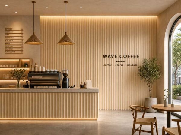 Ivory White Round Fluted Wall Panels for Commercial Interior Decoration